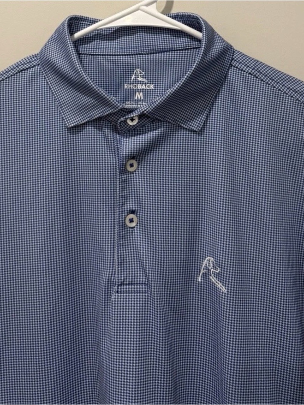 Rhoback Men’s Navy Micro-Check Polo